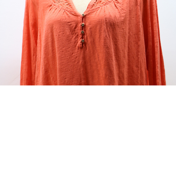 Natural Reflections Deep Orange Vneck Blouse 1X - Picture 2 of 8